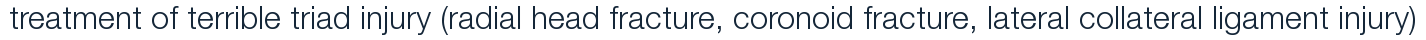treatment of terrible triad injury (radial head fracture, coronoid fracture, lateral collateral ligament injury)